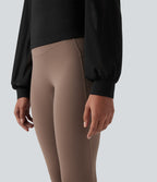 Haut de sport de yoga SoftlyZero™ aérien dos nu dos-nu manches longues bishop mesh contrastant - UPF50+