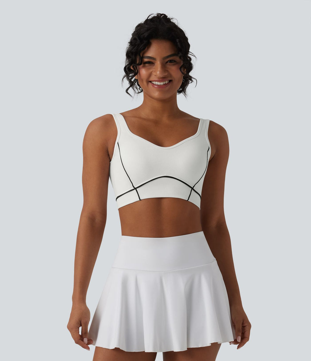 OneForm Brassière de sport de tennis sans coutures maintien léger dos nu color block soutien-gorge intégré