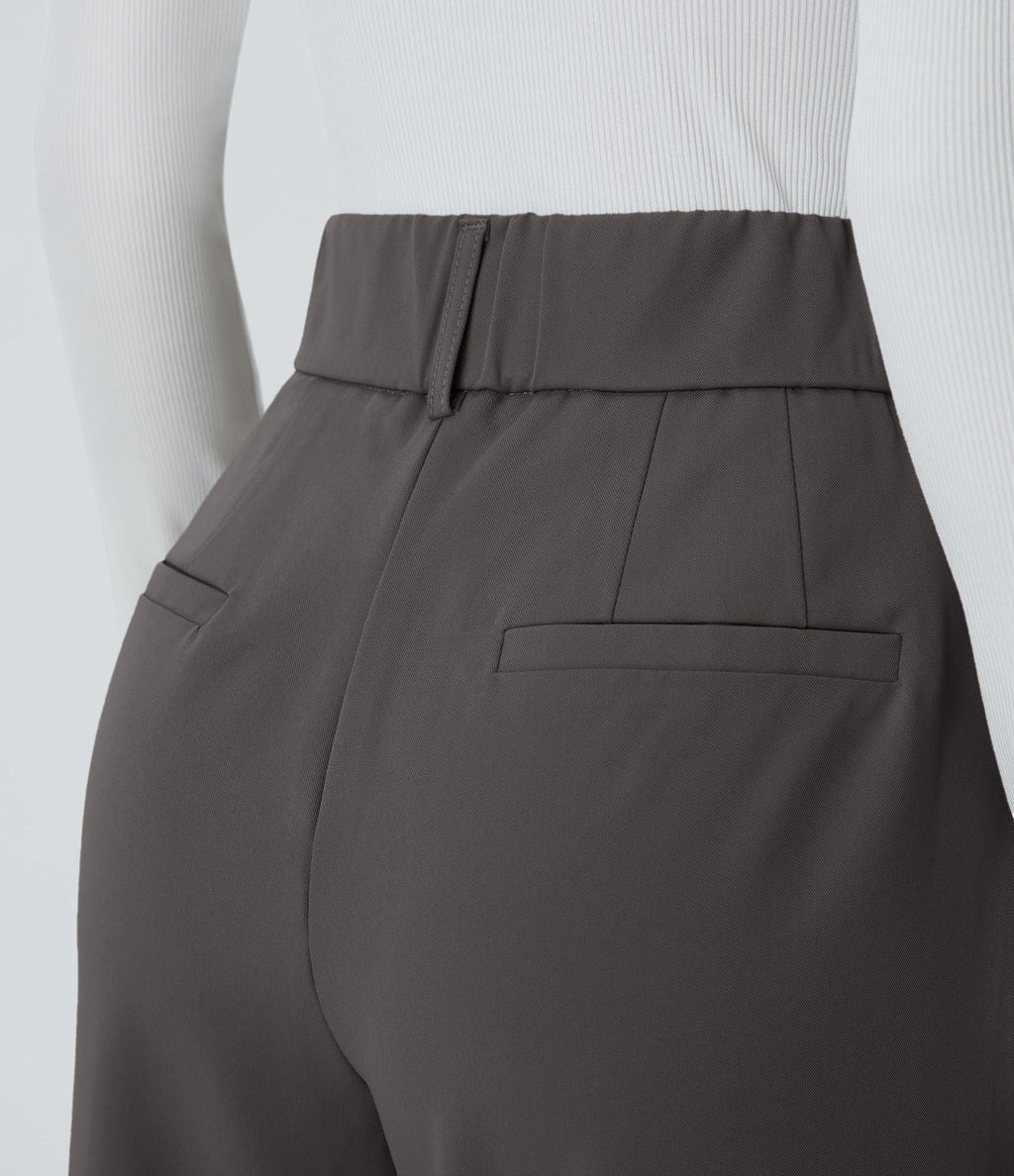 Pantalon tailleur Halara Flex™ fuselé uni, taille haute, avec poches