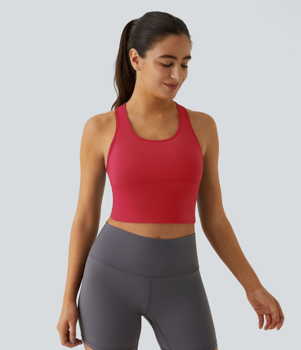 Softlyzero™ Plush Plus Débardeur Yoga Crop à Col U Plongeant Dos Nu Dos Nageur Découpé - UPF50+