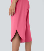 Pantalon capri de vacances Breezeful™ taille haute croisée avec poches latérales, fente et séchage rapide