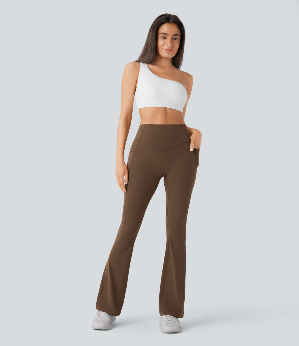 Pantalon de yoga à coupe bootcut gainant galbant taille haute avec effet scrunch et poches Halara UltraSculpt™