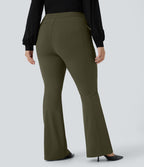 Pantalon cargo évasé taille haute grande taille avec poches à rabat latérales