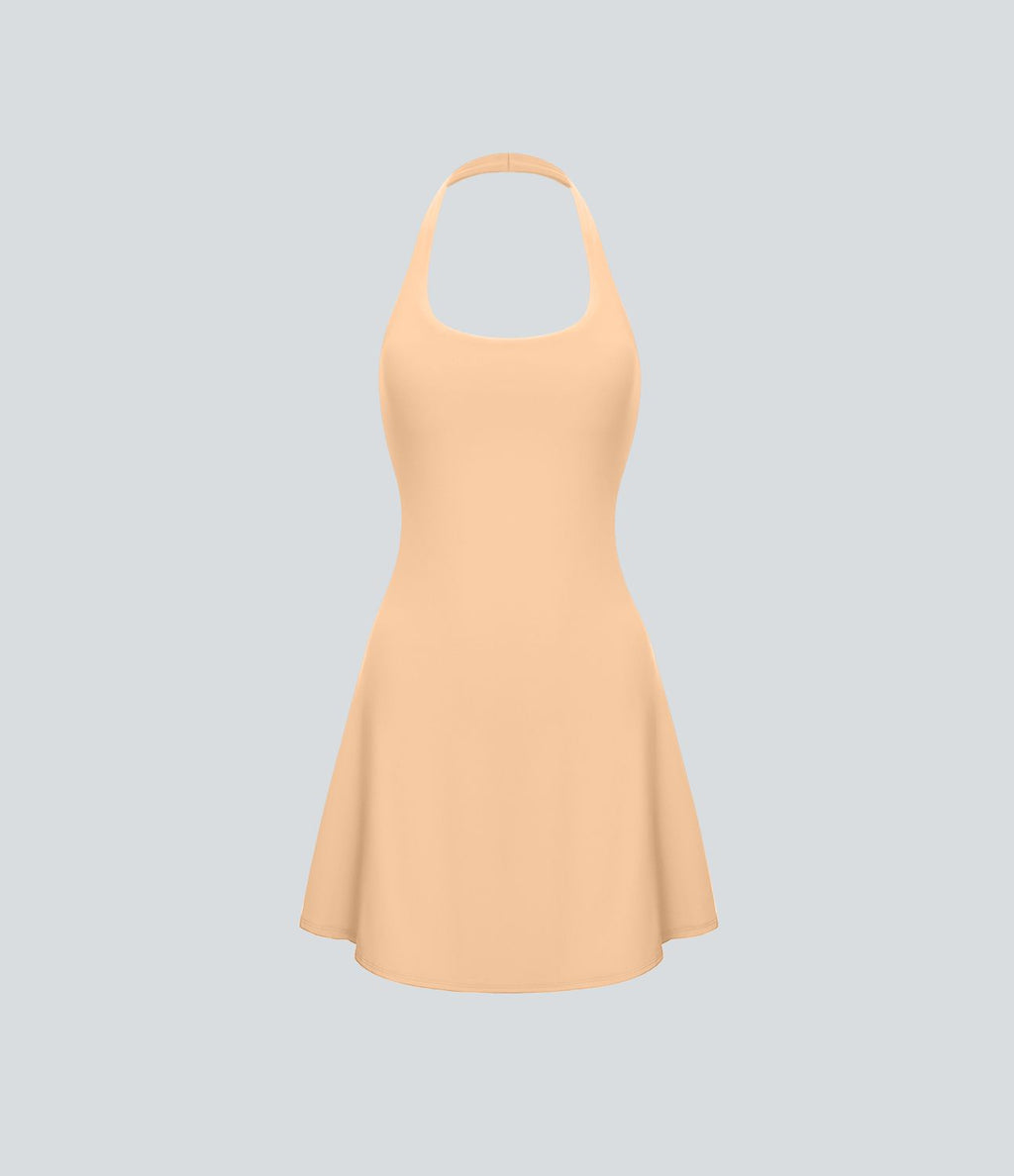 Softlyzero™ Plush Robe Sport Mini 2-en-1 à Poches Dos Nu et Col Halter