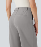Pantalon tailleur large Halara Flex™ taille haute en crêpe ourlet roulé avec poches