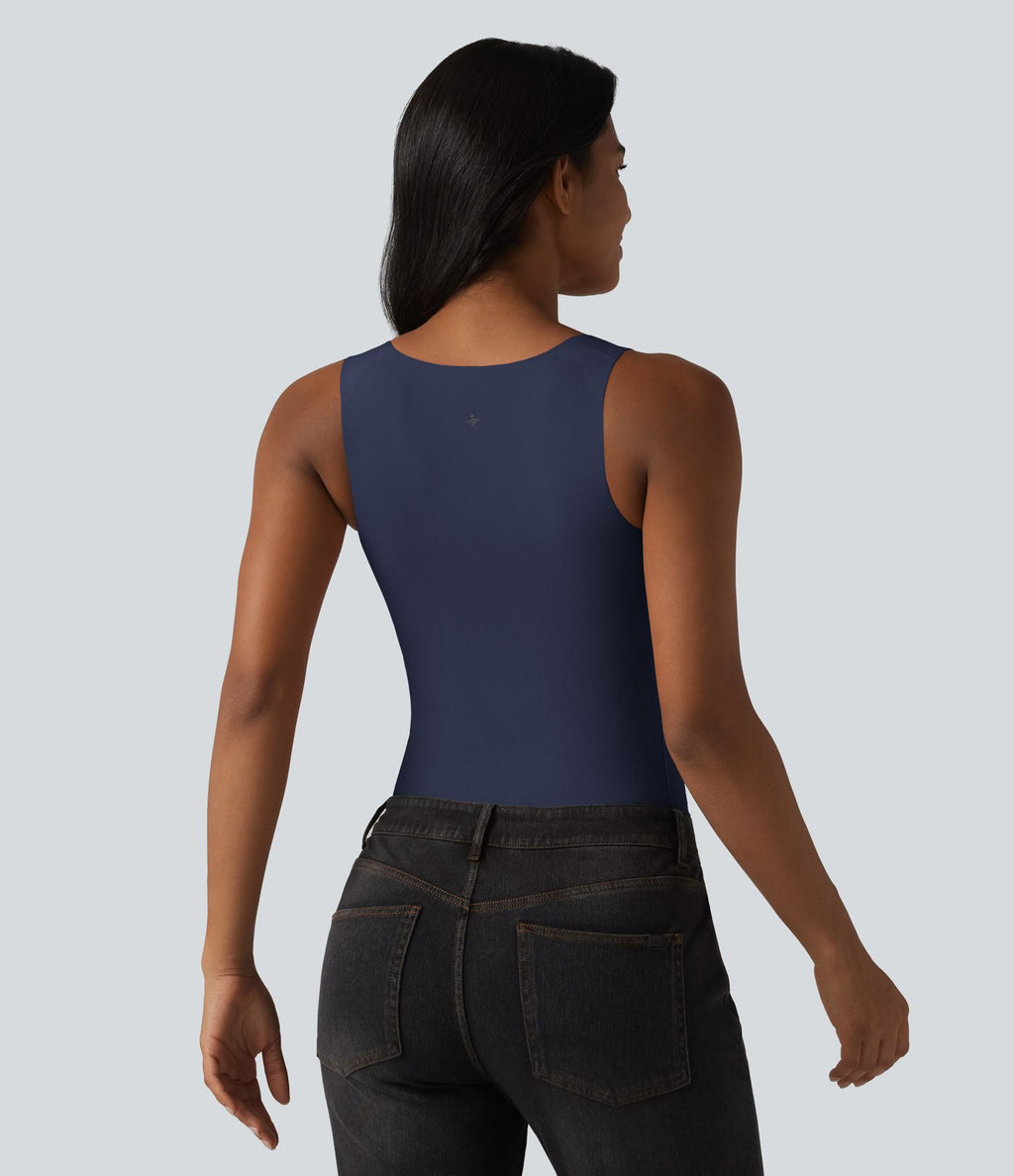 Débardeur décontracté col carré avec soutien-gorge intégré bonnets B-E