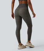 Legging de running Halara UltraSculpt™ gainant taille haute imprimé à carreaux avec poches