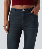 Halara Flex™ Jean bootcut casual taille basse en lyocell drapé, avec poches