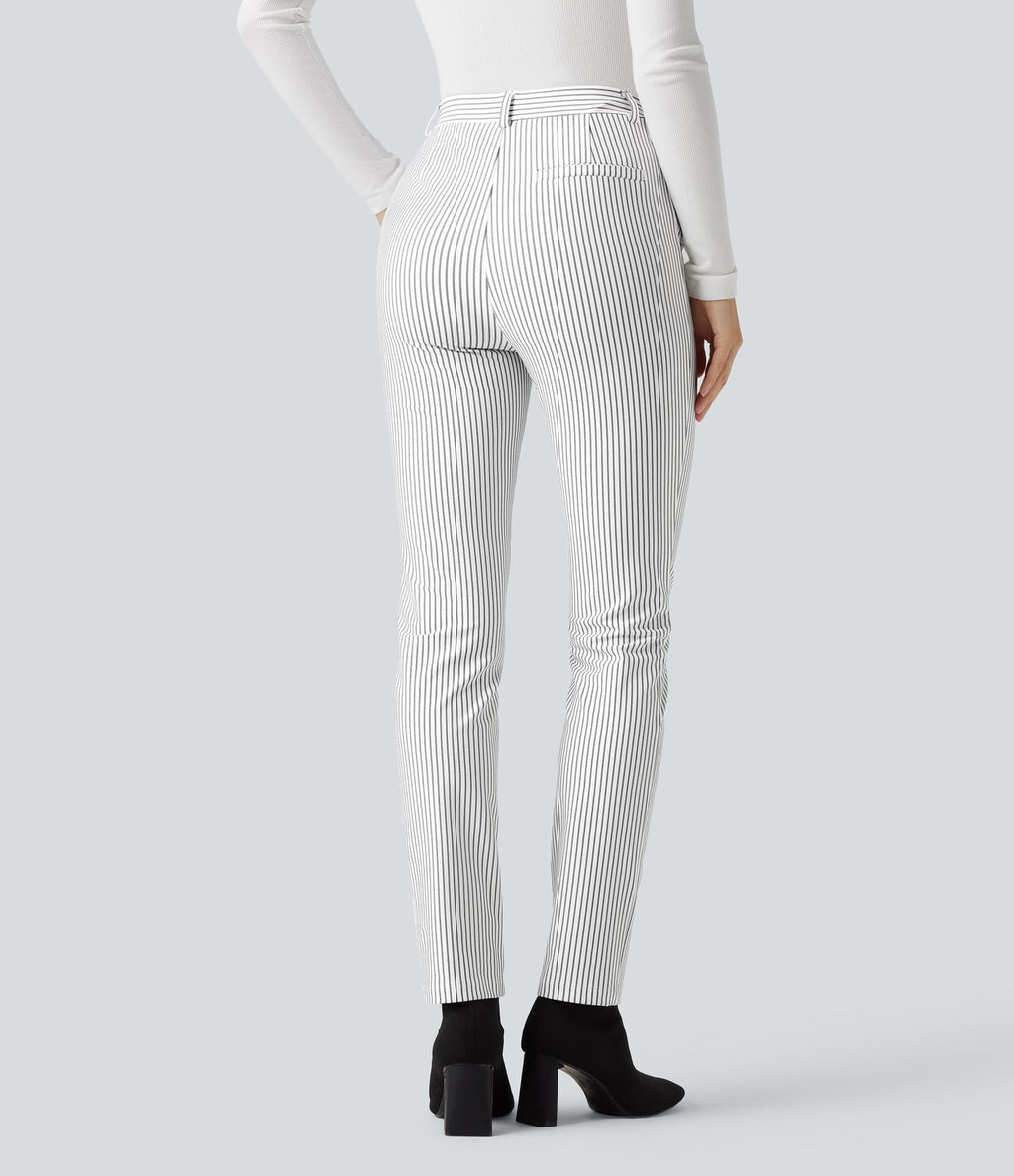 Pantalon de travail Halara Flex™ skinny à rayures, taille haute, avec poches