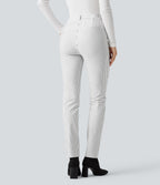 Pantalon de travail Halara Flex™ skinny à rayures, taille haute, avec poches