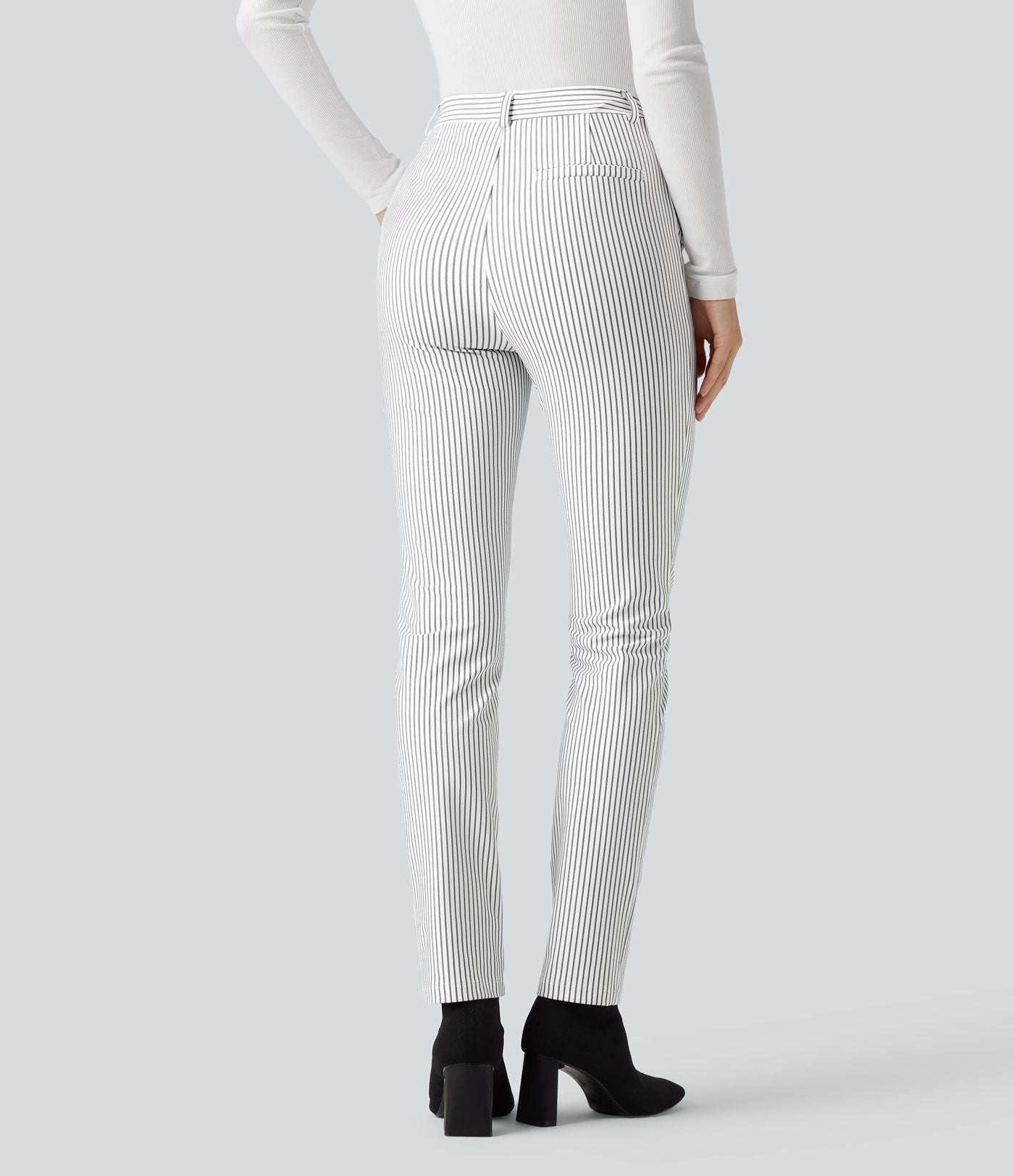 Pantalon de travail Halara Flex™ skinny à rayures, taille haute, avec poches