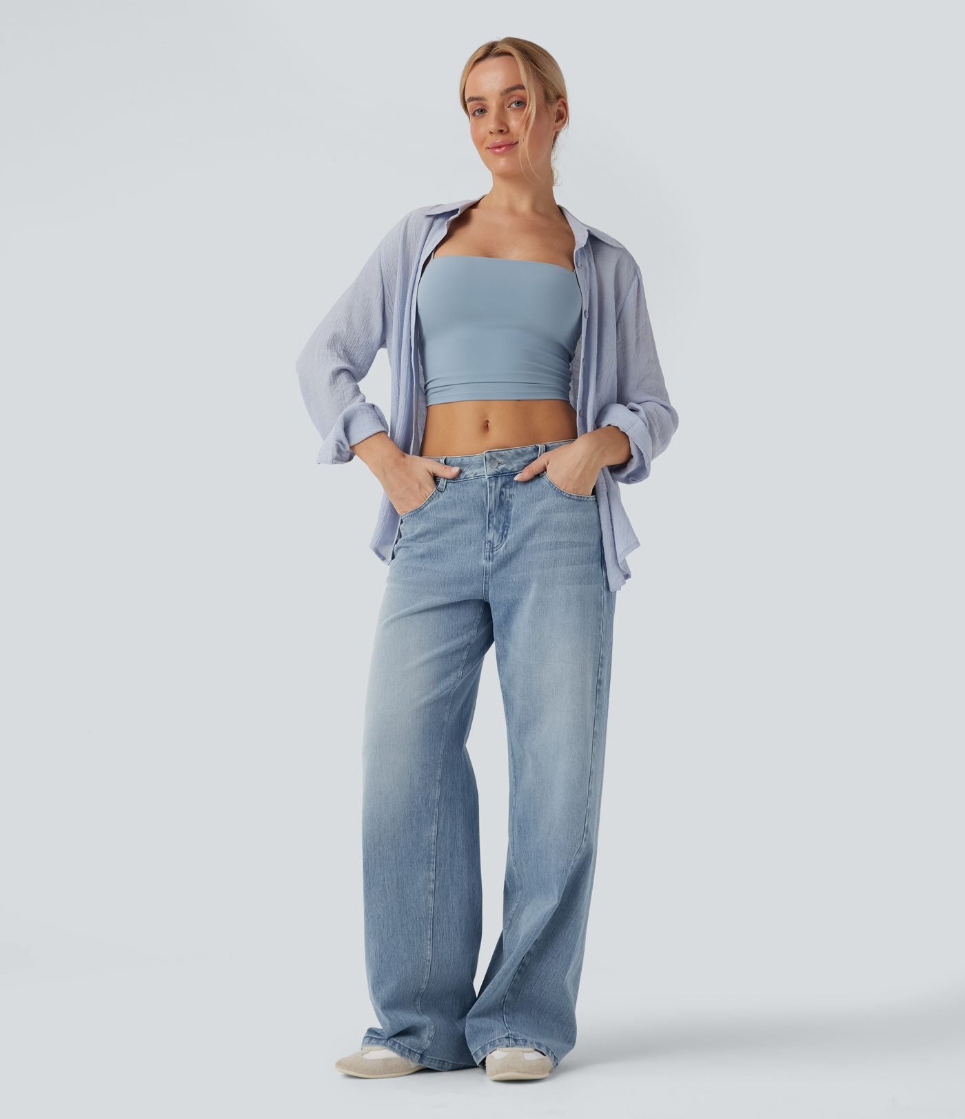 Jean décontracté Halara Flex™ jambe large taille basse avec poches