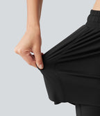 Jupe-short de sport mini SoftlyZero™ Airy taille mi-haute à ourlet croisé, toucher frais, cordon ajustable et poches