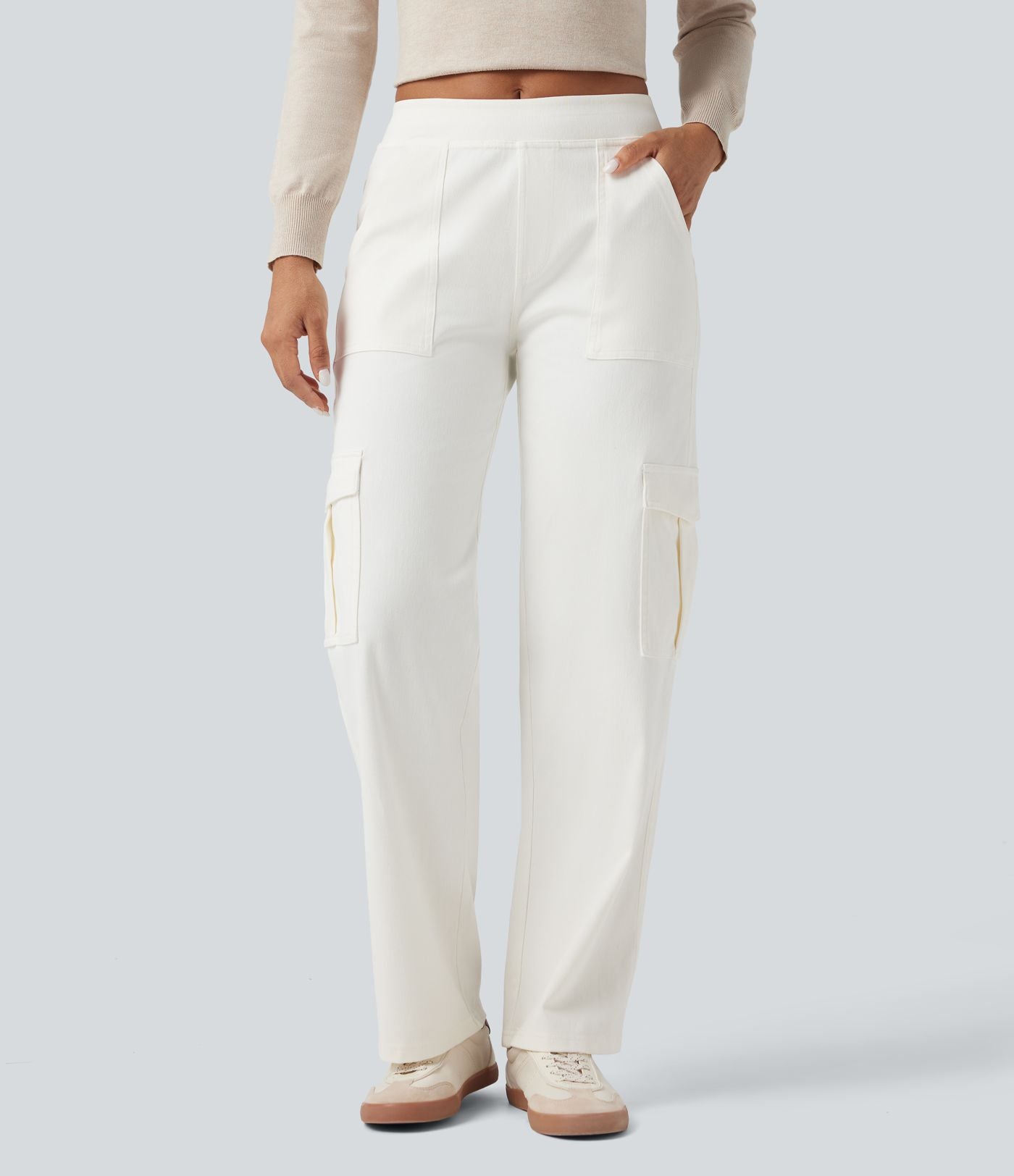 Halara Flex™ Taille Mi-Haute Multiples Poches Jambe Droite Jean Cargo Décontracté Extensible