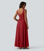 Robe longue fluide sans manches avec brassière intégrée (Bonnets E-G) et poches