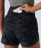 Short de running 2 en 1 Halara UltraSculpt™ gainant imprimé camouflage, taille haute, ourlet incurvé, 10 cm, avec poche