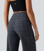 Pantalon de yoga droit Halara UltraSculpt™ taille haute gainant à motif tartan avec poches