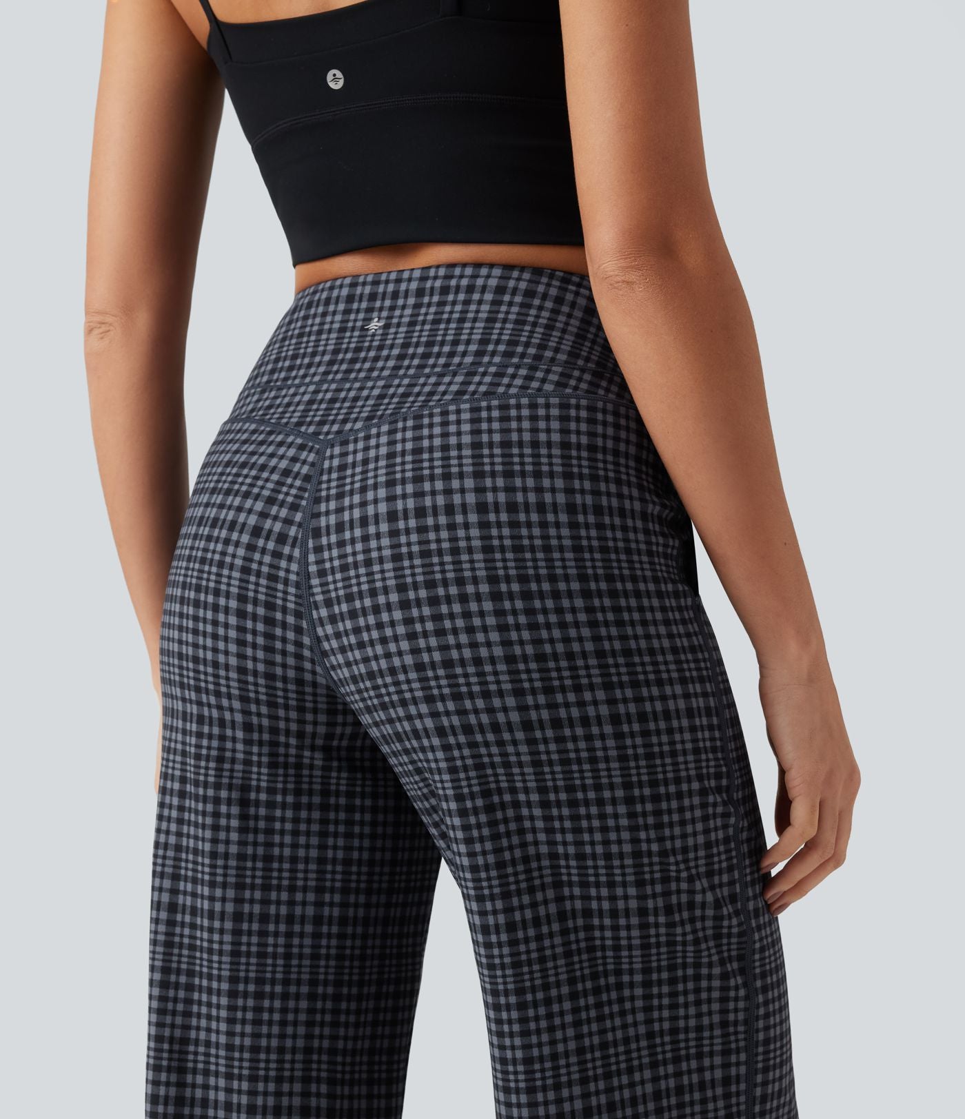 Pantalon de yoga droit Halara UltraSculpt™ taille haute gainant à motif tartan avec poches