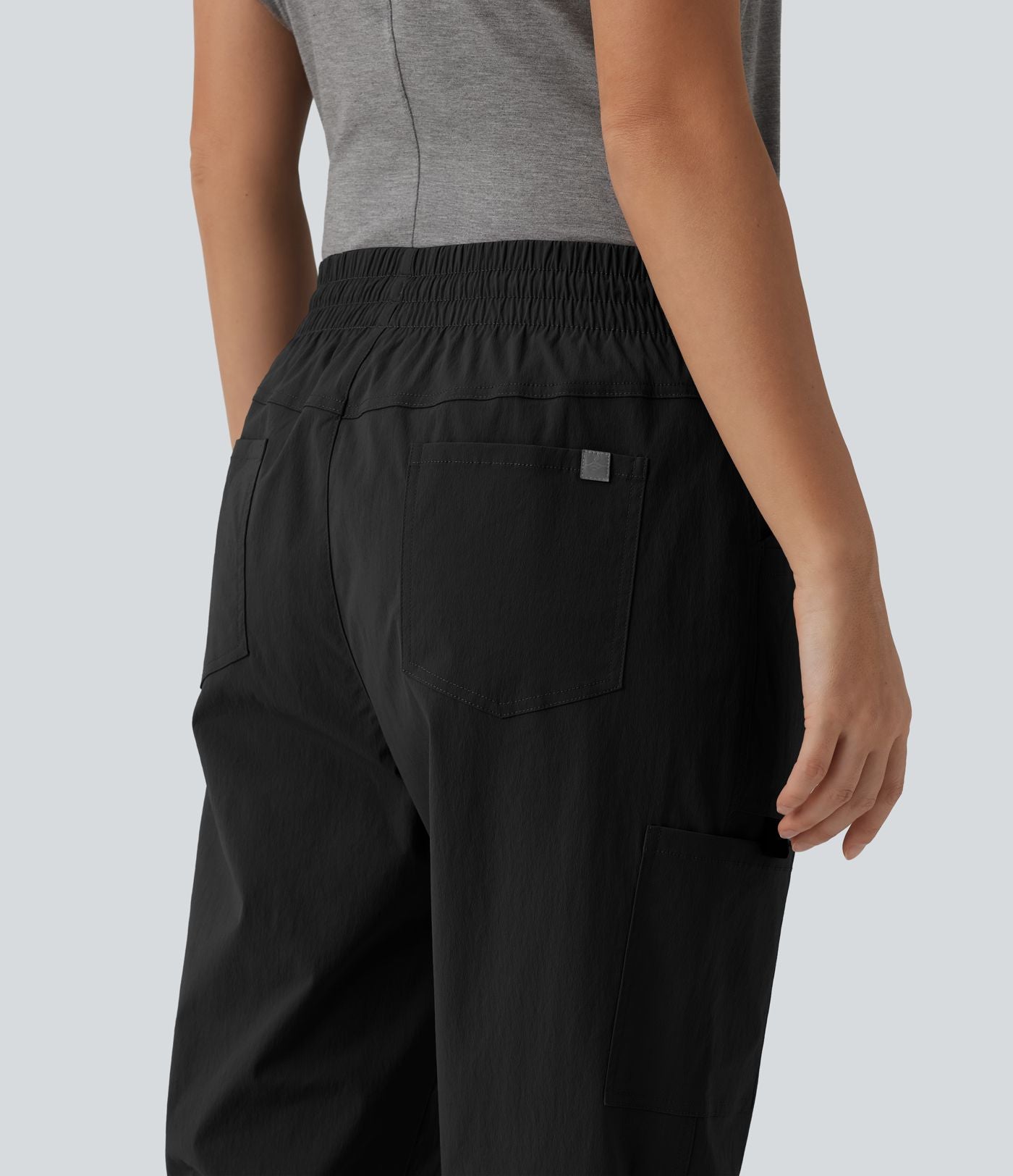 Jogging cargo décontracté taille mi-haute avec cordon de serrage et poches