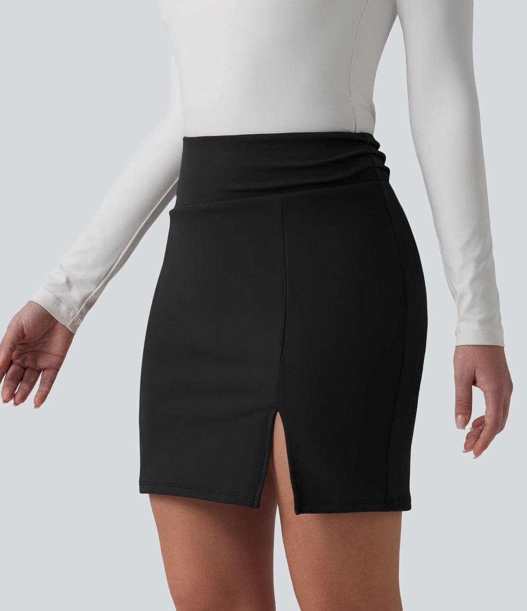 Jupe mini moulante 2-en-1 de travail DayStretch taille haute