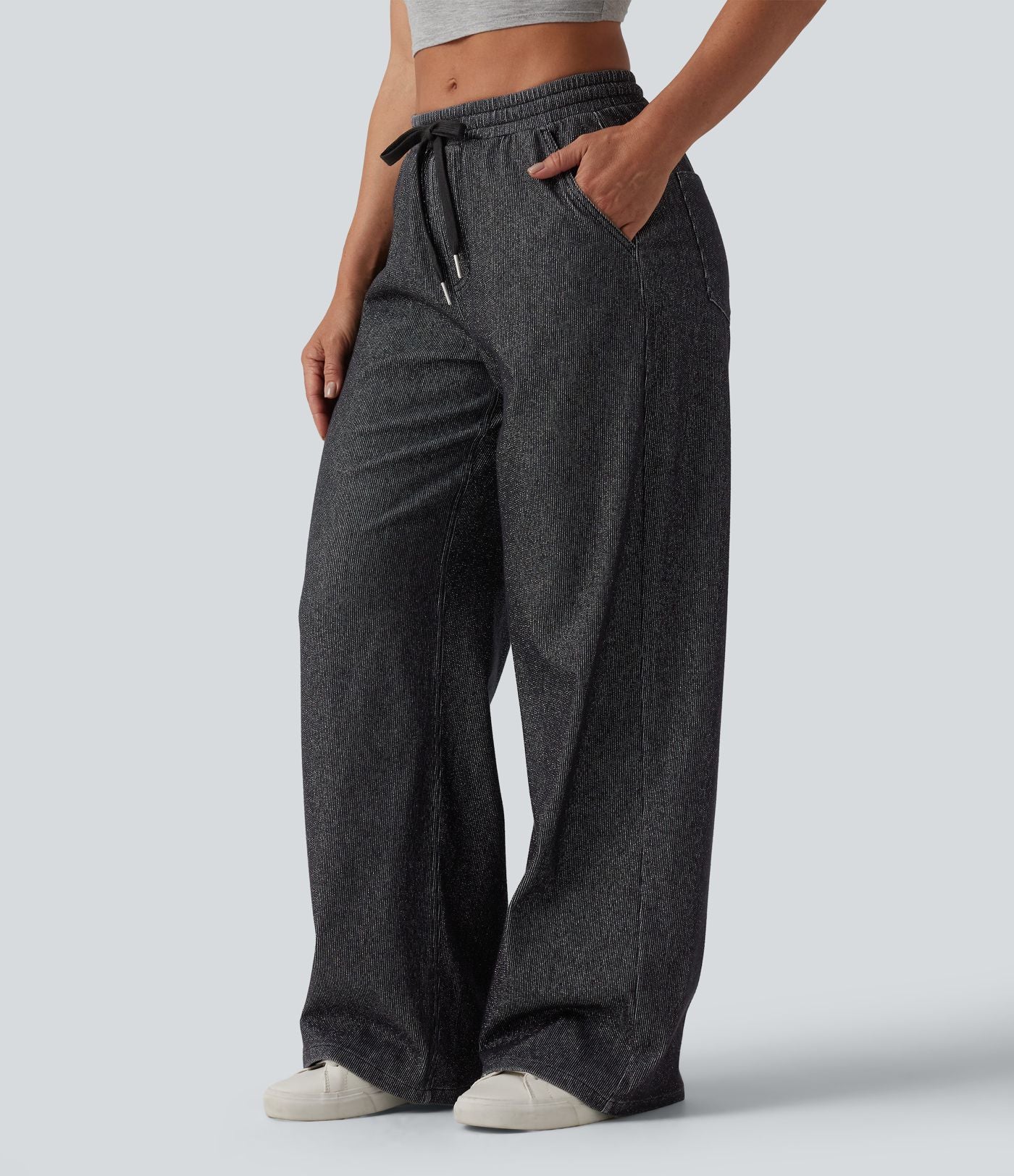 Jogging taille basse Halara Flex™ jambes larges, effet sparkle, avec poches