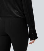 Blouse velours tailleur col V croisé manches longues