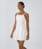 Robe de sport danse 2-pièces SoftlyZero™ Plush double bretelles caraco avec poche A-D