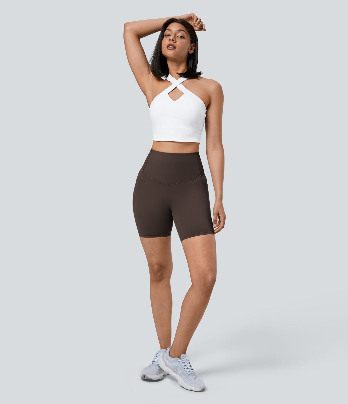 Short cycliste 17,5 cm d'entraînement gainant taille haute avec poches Halara UltraSculpt™