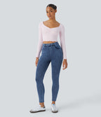 Leggings 7/8 de travail en denim taille haute avec poches Halara Flex™