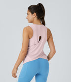 Top Débardeur Yoga Uni à Ourlet Croisé et Découpe