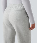 Pantalon tailleur coupe droite taille moyenne avec poches