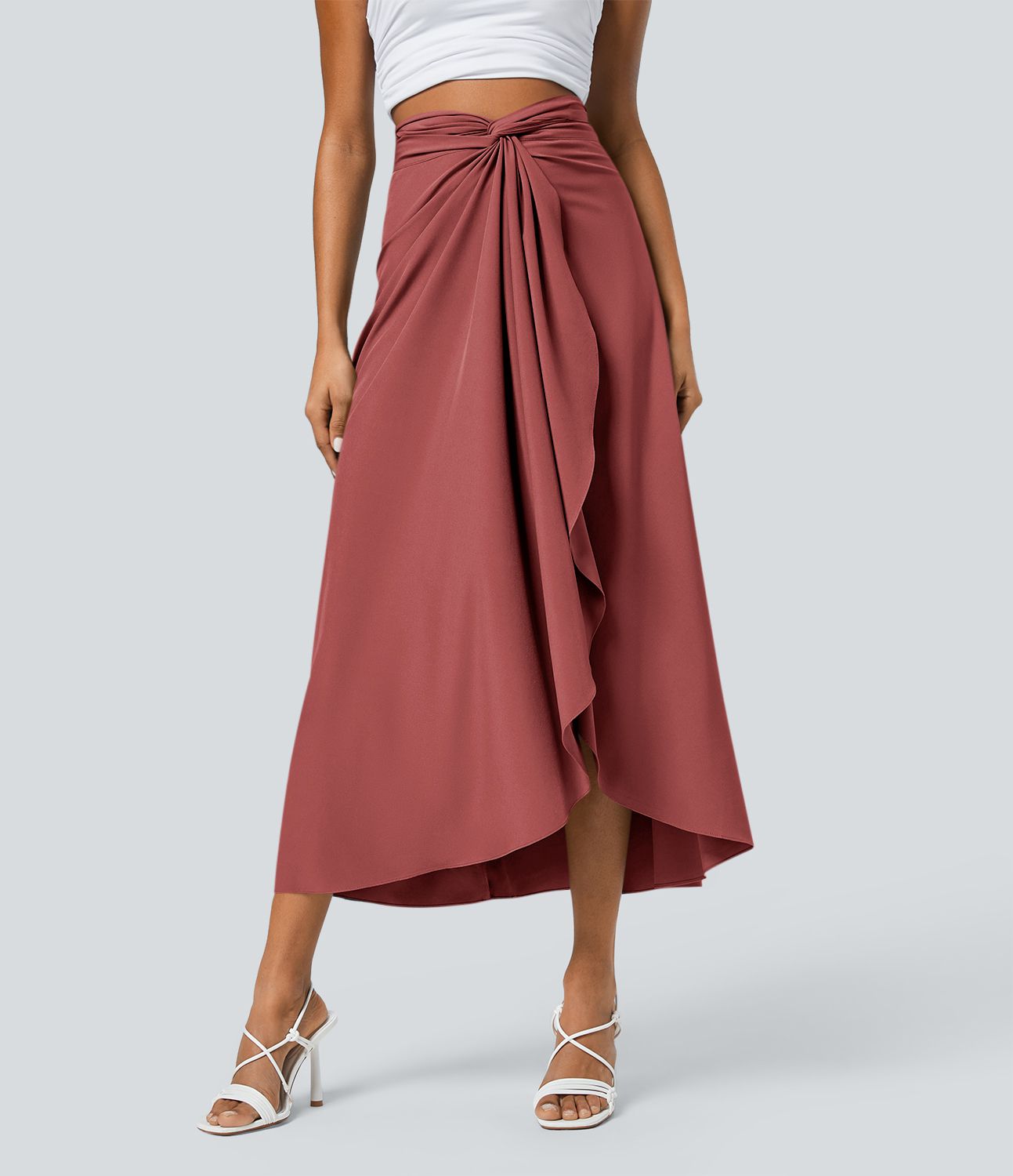 Jupe fluide de Vacances Breezeful™ Séchage Rapide Taille Haute Dos Noué Torsadé