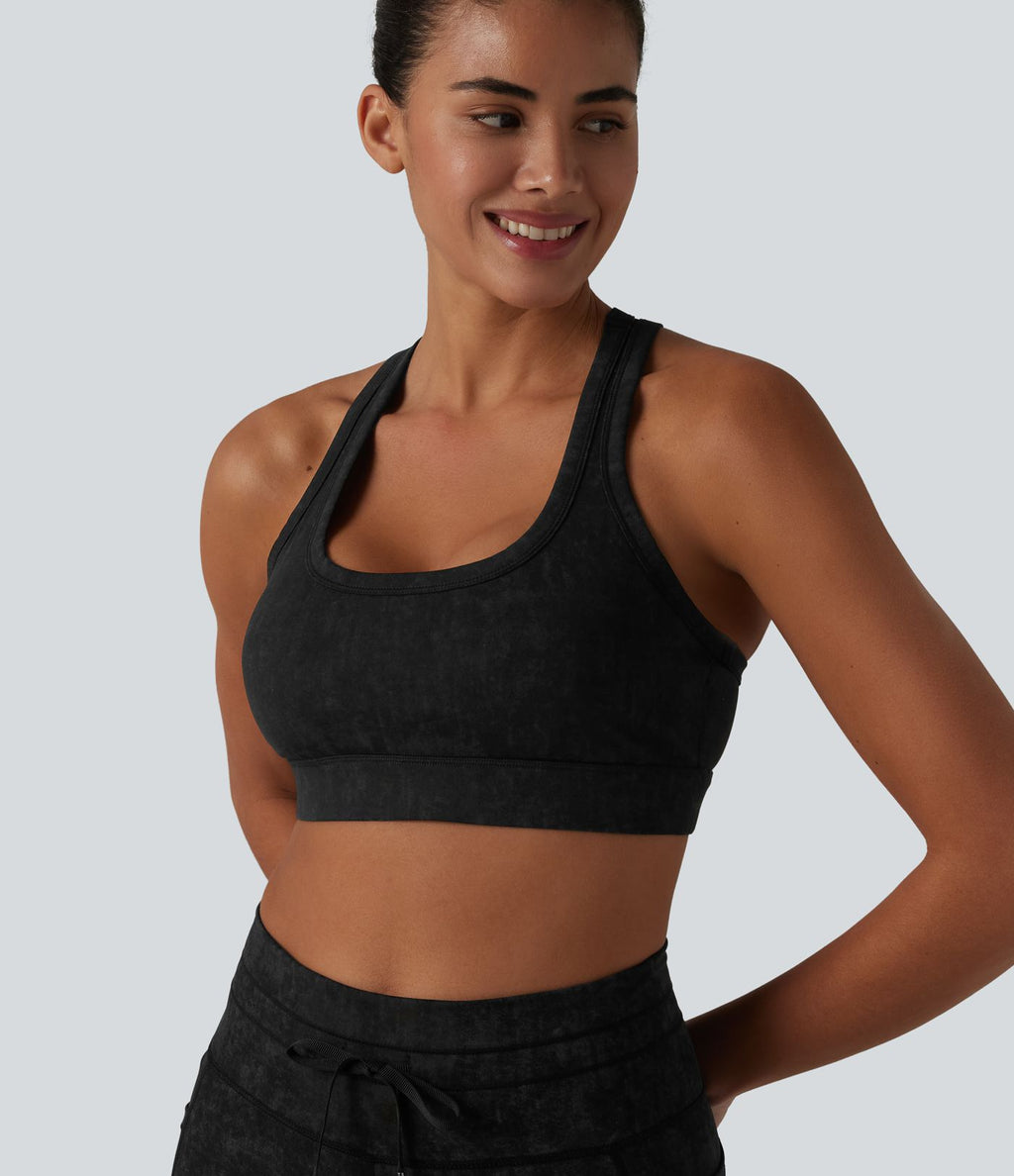 Brassière de sport col U dos nageur maintien léger