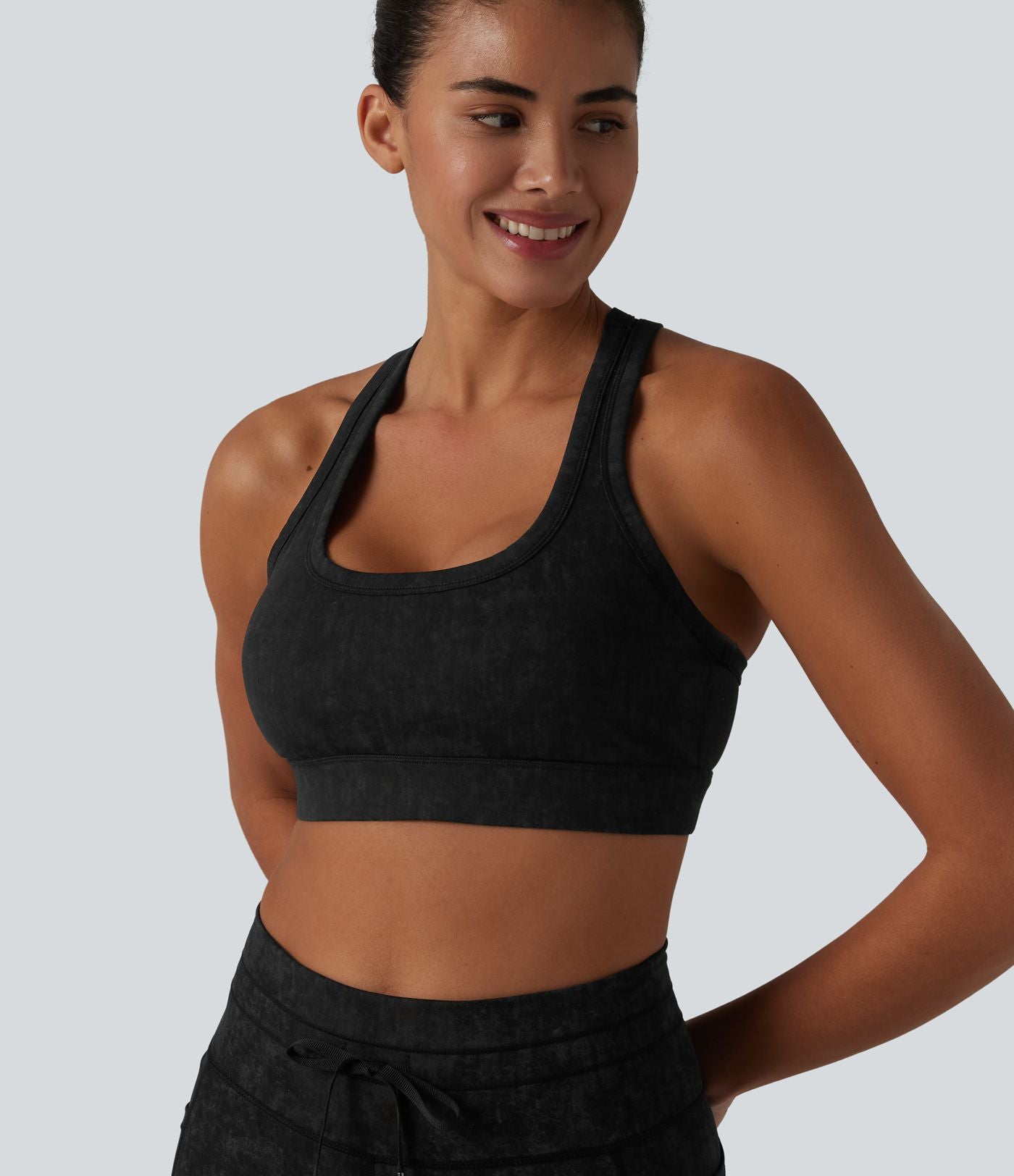 Brassière de sport col U dos nageur maintien léger