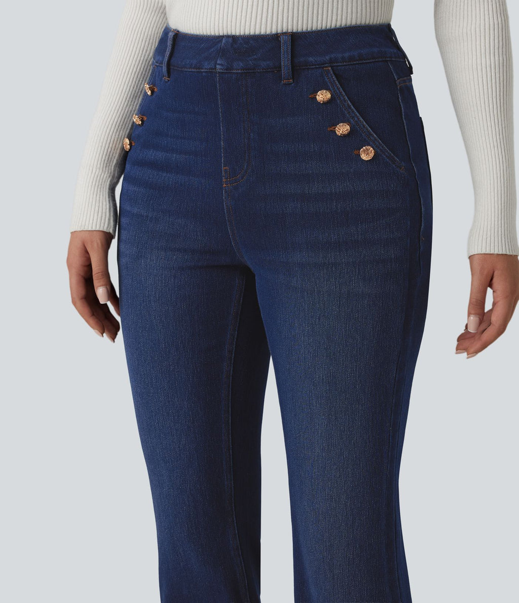 Halara Flex™ Jean bootcut casual taille mi-haute à boutons décoratifs avec poches