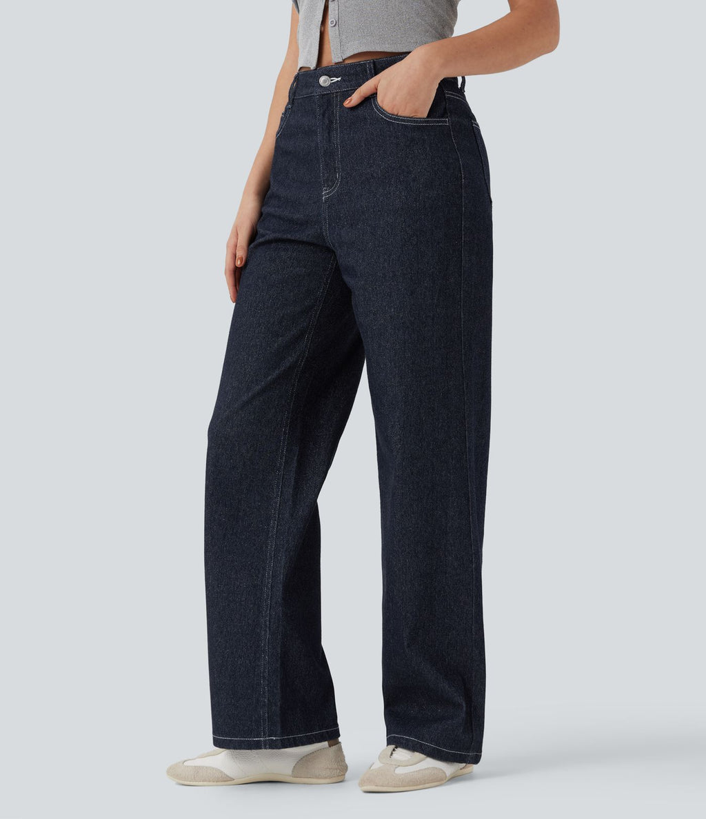 Jean taille haute Halara Flex™ jambes droites, effet sparkle avec poches