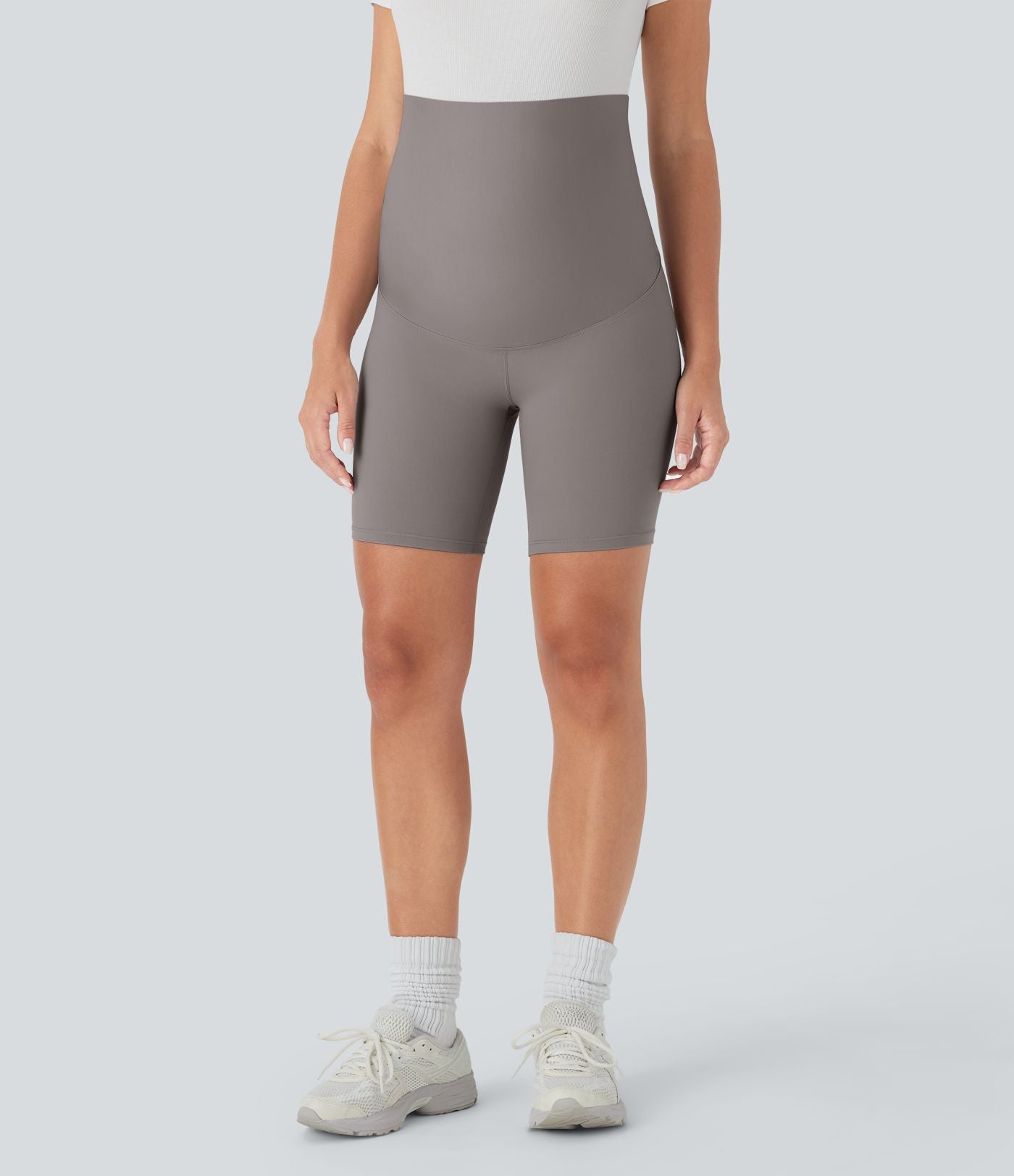 Short cycliste de yoga de maternité Softlyzero™ à taille super haute 17,5 cm-UPF50+