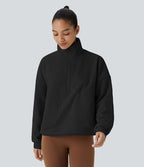Sweat-shirt de randonnée en polaire avec col et demi-zip