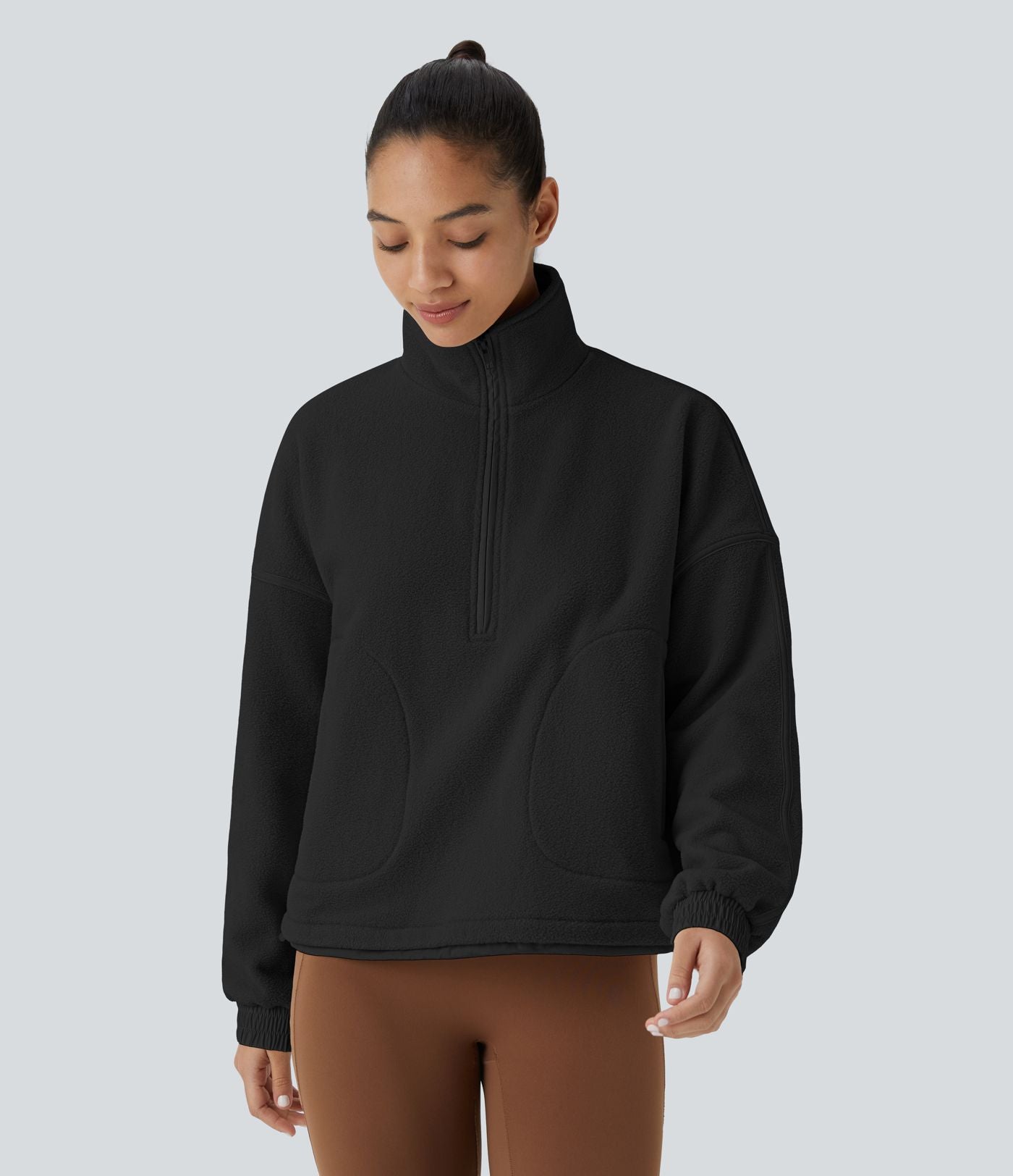 Sweat-shirt de randonnée en polaire avec col et demi-zip