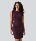 Robe mini moulante soirée col rond sans manches froncée effet frais InstantCool SoftlyZero™ Airy