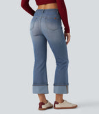 Jean décontracté Halara Flex™ évasé 7/8 taille haute ourlet retroussé avec poches