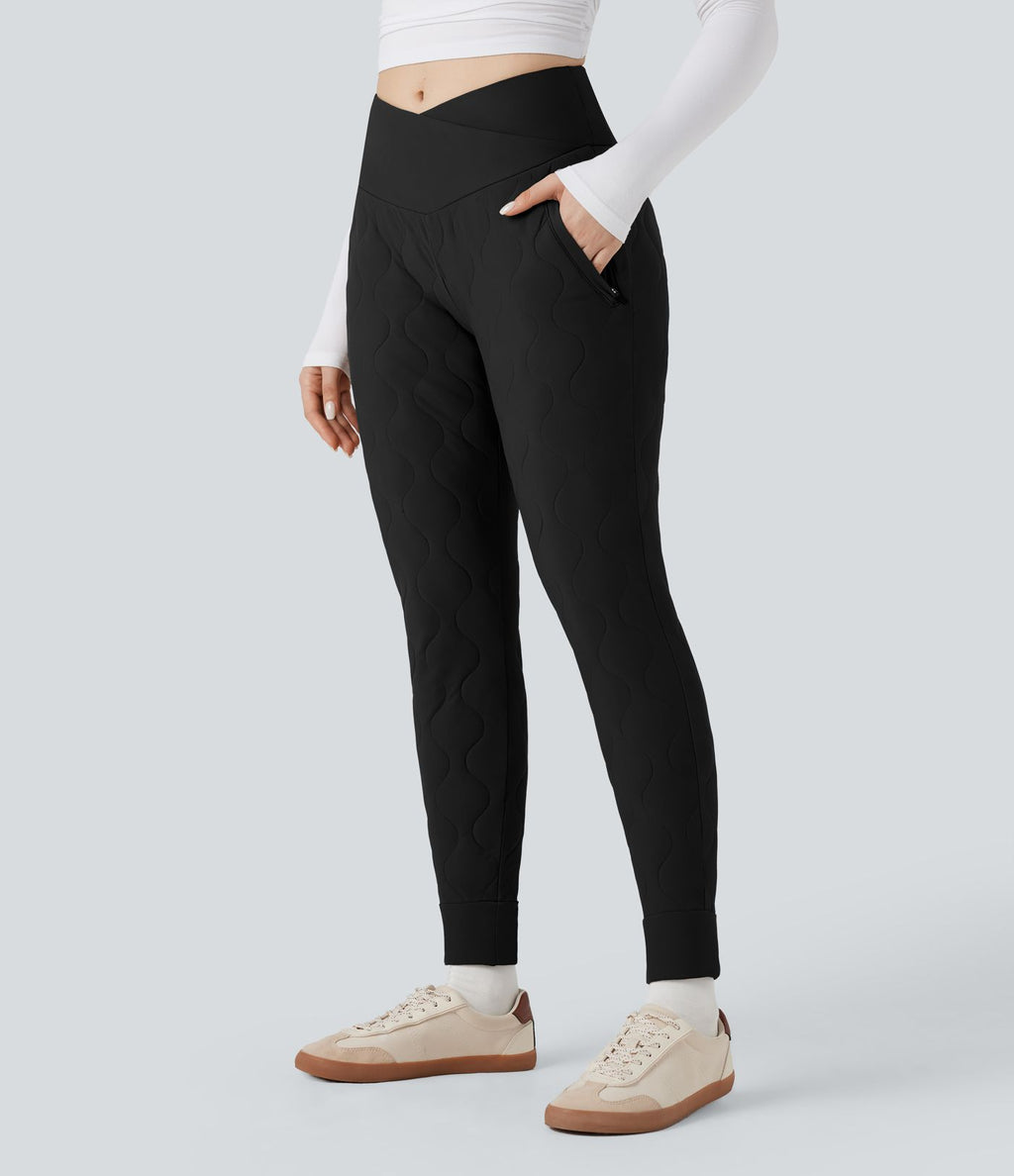Jogging matelassé casual PuffFlex croisé taille haute avec poches