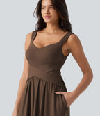 Robe longue fluide sans manches avec brassière intégrée (Bonnets E-G) et poches