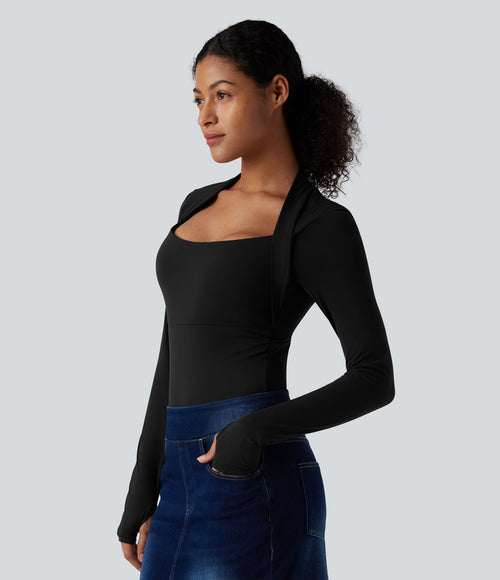 Body casual push-up ultra-extensible à manches longues avec passants pouces - Bonnet A/B