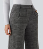 Pantalon tailleur droit Halara Flex™ taille haute pied-de-poule à carreaux avec poches
