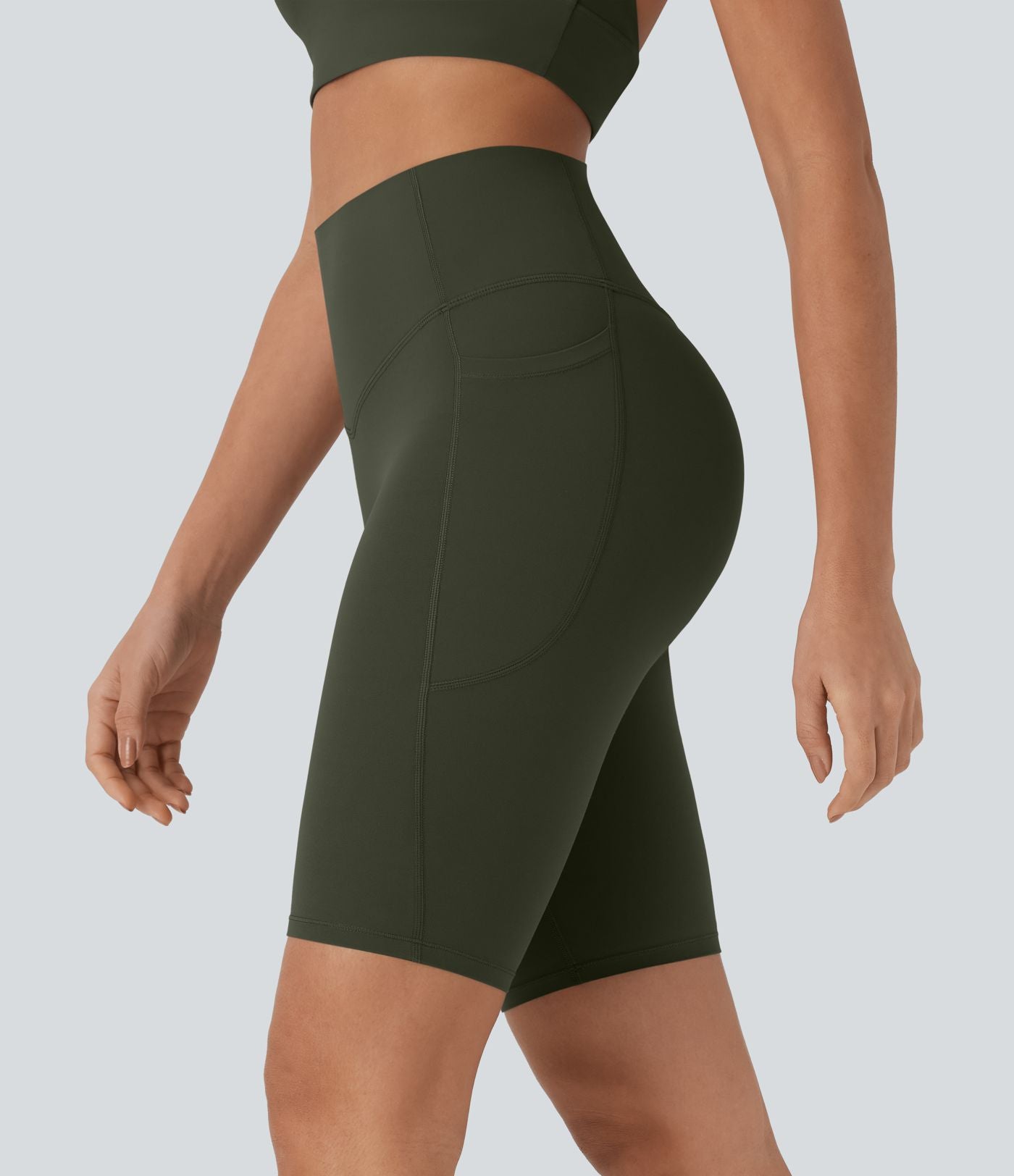 Short cycliste 22,8 cm d'entraînement gainant taille haute avec poches Halara UltraSculpt™