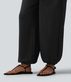 Jogging casual taille haute froncé avec poches