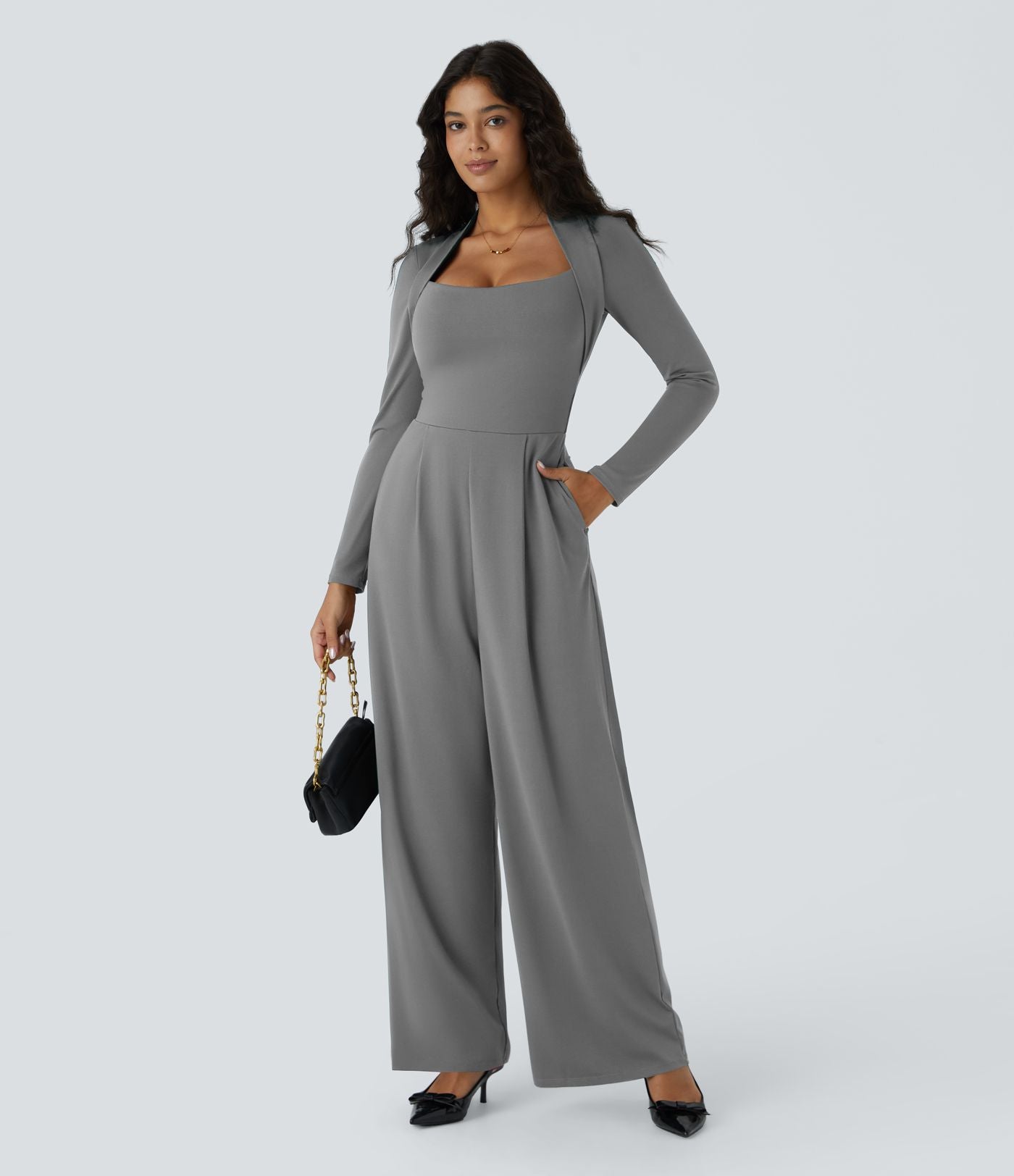 Combinaison de cérémonie à manches longues, coupe large avec poches latérales et zip invisible - Édition Easy Peasy