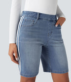 Short denim rayé Halara Flex™ taille haute avec poches