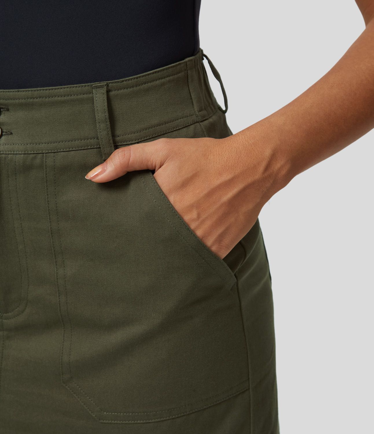 Jupe Cargo en Coton Casual Mini Droite à Taille Haute avec Multiples Poches